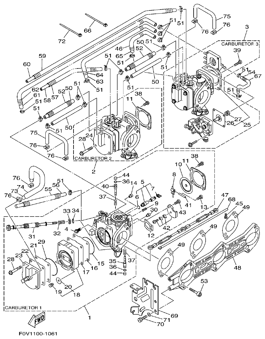 Yamaha A1 CARBURETOR parts diagram
